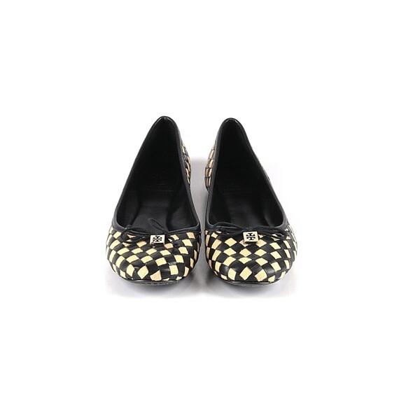 TORY BURCH Black Yellow Woven Ballerina Flats Bow Accent - US 7.5 - Picture 3 of 8